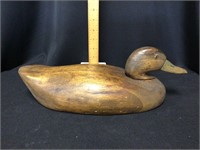 Wooden Duck Decoy - Solid Wood/Glass Eyes