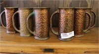 6 pc Vintage Copper Mug Set