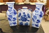 3 Blue Vases