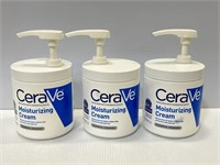 3 containers of CeraVe moisturizing cream 19oz