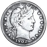 1902-O Barber Silver Quarter NICELY CIRCULATED