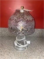1980's Hand Cut Etched Crystal 17" Table Lamp