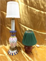 Miniature foral, porcelain & apple table lamps