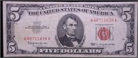 1963 5 DOLLAR RED SEAL VF