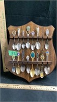 Wooden Souvenir Spoon Wall Rack Display Holder