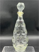 VINTAGE PRESSED CLEAR GLASS POLKA DOT DECANTER