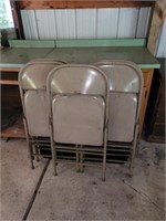 2 vintage card tables with 7 metal folding