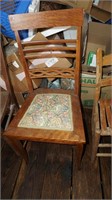 Mid Century Oak Chair w/tapestry seat
