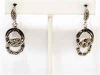 Sterling Silver Marcasite Abalone Earrings