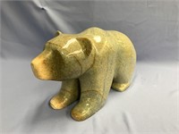 Heavy soapstone bear carved by Michael Scott 18" l