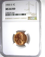 1955-S Cent NGC MS66 RD