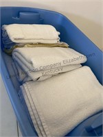 Blue tote filled with towels