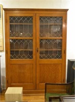 Large Arts and Crafts glazed top bookcase