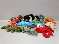 Beanie Babies: Coral, Jester, Seaweed, Waves,