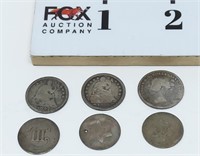 (2) Half Dimes, (1) Victoria 3 Cent &