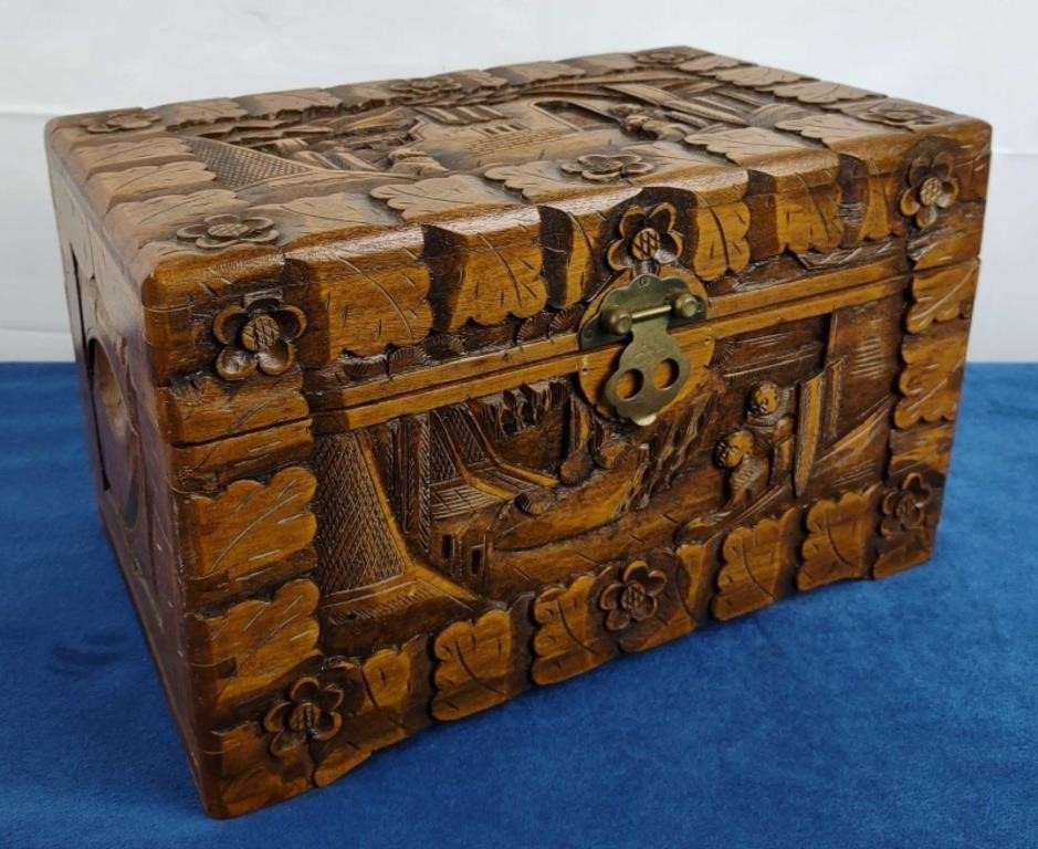 Carved Wood Storage Box