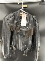 Men's leather motorcycle jacket size 44 with sterl