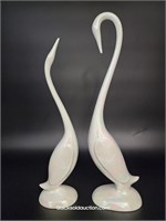 Tall Ceramic Glazed Swans 13" & 15" High