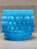 Aqua Blue Hobnail Crimped Vase