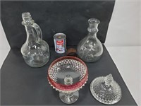 Bonbonnière  verre couleur canneberge/vase cruche