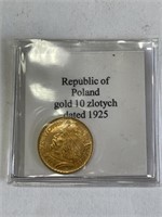 Republic of Poland Gold 10 Zlotych 1925