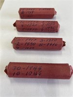 (4) 50 Cent Rolls of Wheat Pennies 1900’s-1950’s