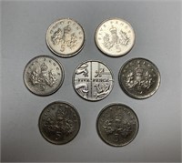 Lot of Newer 5 Pence Coins