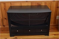 Black Console/TV Cabinet with Glass Cabinet Doors