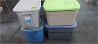 4 TOTES WITH LIDS