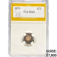 1870 Silver Three Cent PGA MS65