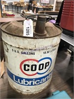 5 gallon Coop Lubricants can