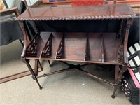 VINTAGE MAHOGANY LIBRARY RACK - 36 X 16 X 34 “