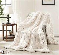 L'AGRATY Chunky Knit Blanket Throw,Soft Chenille