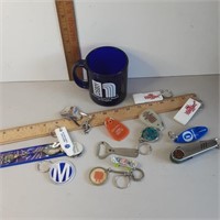 Key chains and assorted items