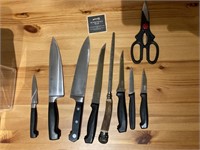 Lot of Knives & Wooden Knife Block, Some Henckles