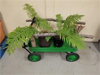 Wagon and live ferns