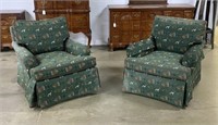 Two Club Chairs with Hunt Decor Upholstery