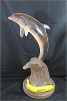Vtg. Donjo S/N Hand-Blown Glass Dolphin Sculpture