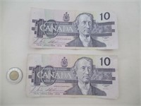2 Billets 10$ CANADA 1989
