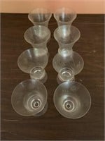 8 vintage footed etched crystal goblets- etching