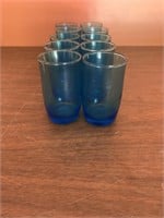 10 blue juice glasses