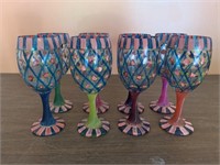 8 painted wine glasses