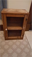 Small Wood Cabinet with 2 Shelves & Screen Front