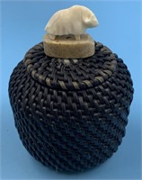 Baleen basket by Carl Hank with ivory and walrus c