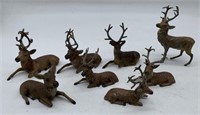 8 metal deer figurines most marked Germany