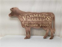 Wooden Cow Farmers Market Die Cut Sign