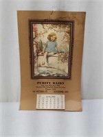 1939 Purity Dairy Kitchener Ont Girl Calendar