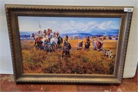 SIGNED AND DATED NATIVE AMERICAN SCENE ON CANVAS