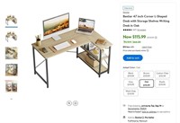 N7117  Oak L-Shaped Desk with Storage