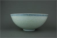 Chinese Large BW Dragon Porcelain  Bowl Ming MK